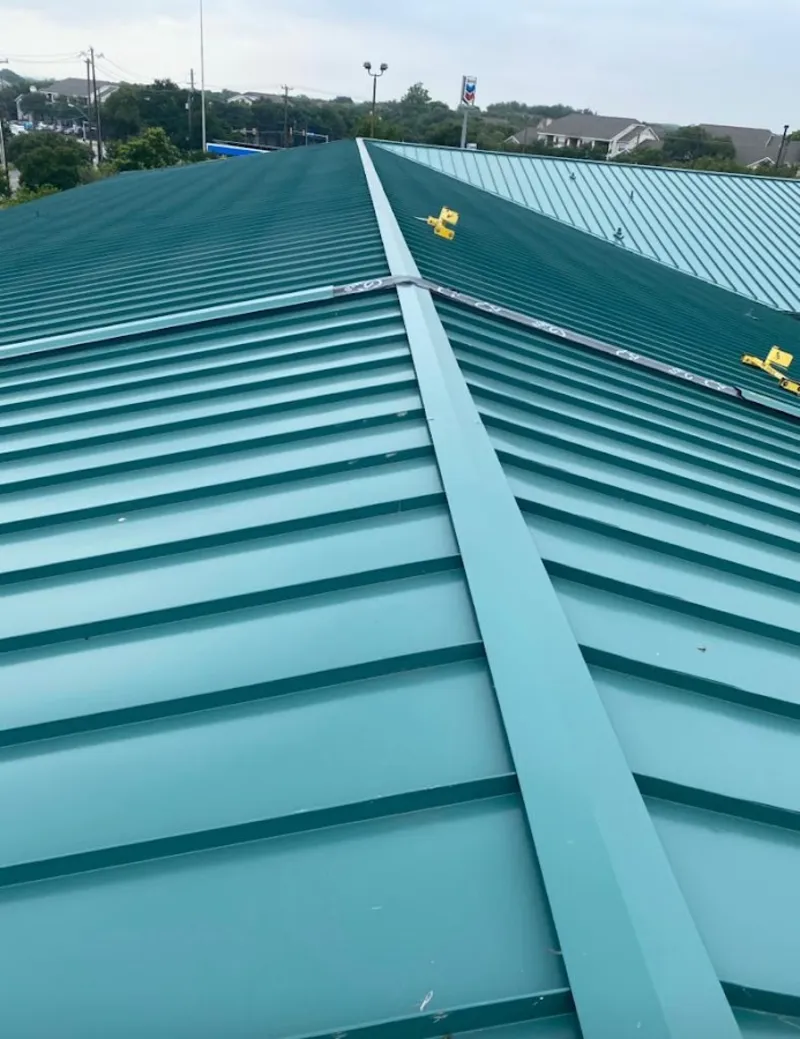 Green commercial metal roof ridge and valley for Metal Roof Repair in Elkhorn
